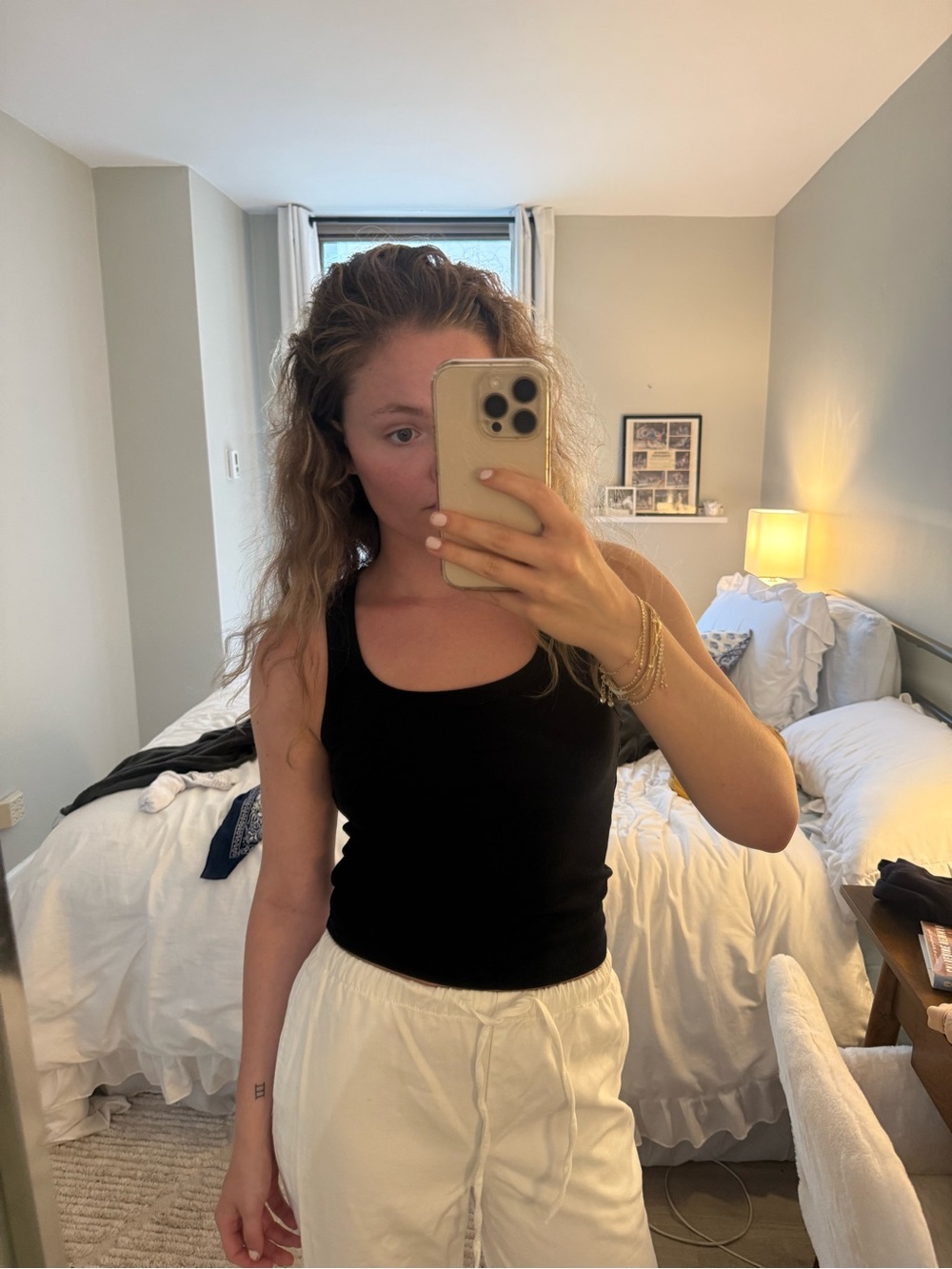 Zara Black Ribbed Scoop Neck Tank Top